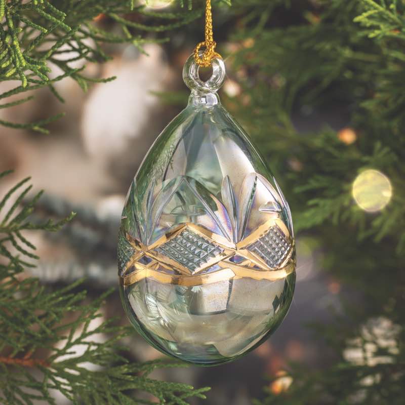 Mini Gold Etched Decorative Egg Ornament (green)